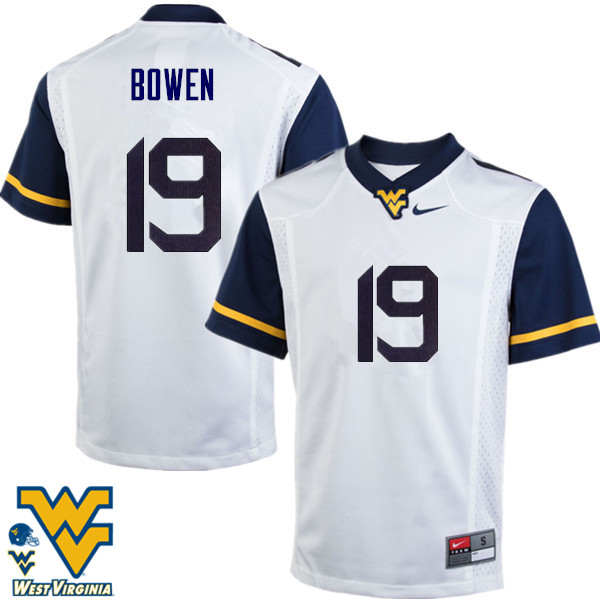 NCAA Men's Druw Bowen West Virginia Mountaineers White #19 Nike Stitched Football College Authentic Jersey GB23H62BM
